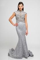 Terani Couture - 1723e4285 Beaded Collar Embroidered Evening Gown