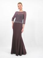 Daymor Couture - 667 Quarter Sleeve Net Embellished Long Gown