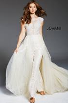 Jovani - 56008 Embellished Jumpsuit With Ballgown Overskirt
