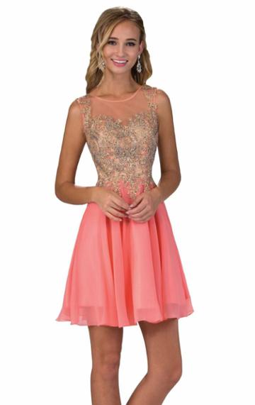 Elizabeth K - Sleeveless Embellished Cocktail Dress Gs1336