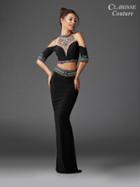 Clarisse - 4920 High Neck Two-piece Beaded Gown