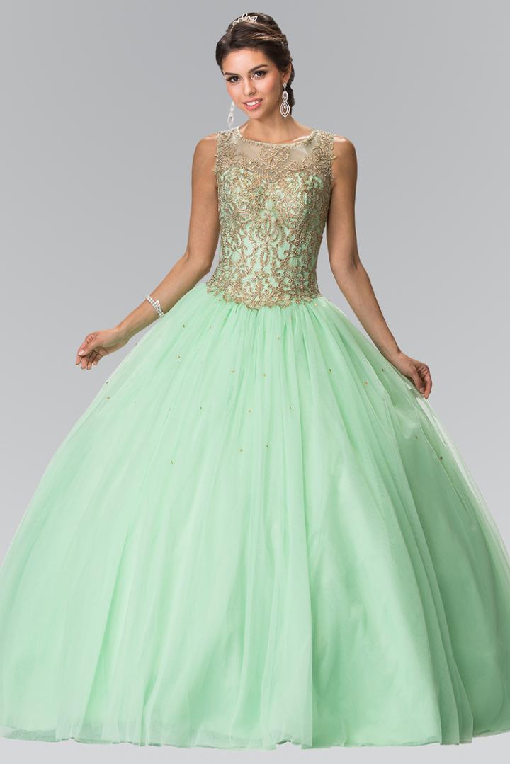 Elizabeth K - Illusion Gilt Embroidered Ballgown Gl2207