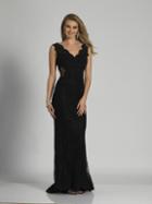 Dave & Johnny - A6526 V-neck Fitted Lace Gown
