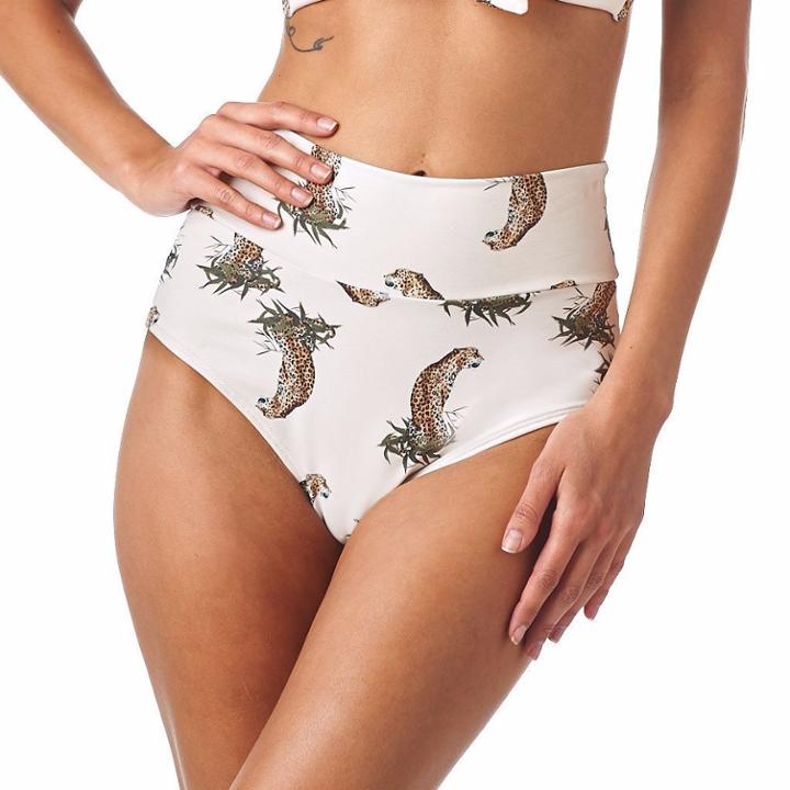 Montce Swim - Cream Cheetah Repeat High Rise Bottom