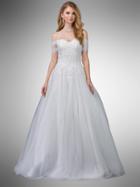 Dancing Queen - 48 Lace Applique Off-shoulder Ballgown With Overlay