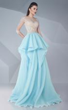 Mnm Couture - Crystal Festooned Illusion Gown G0600