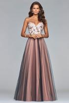 Faviana - S10023 Floral Applique Sweetheart A-line Dress
