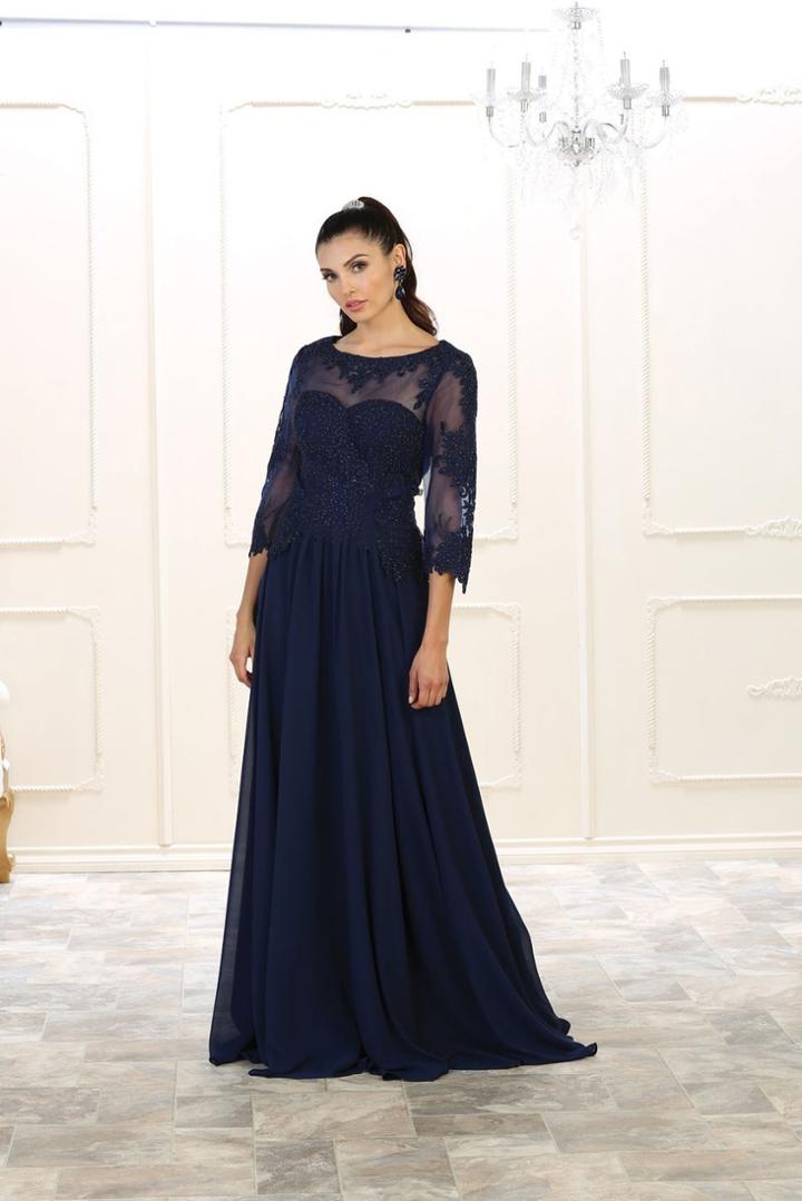 May Queen - Mq1484 Bedazzled Illusion Bateau Dress