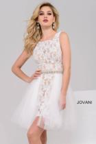 Jovani - Lace Jewel A-line Cocktail Dress With A Tulle Overskirt 45139
