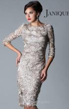 Janique - W041 Short Lace Dress In Pewter