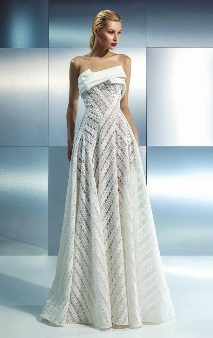 Beside Couture - Ch1663 Fold Over Strapless Pleated Gown