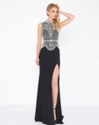 Mac Duggal - 12026r Pearl Ornate High Halter Sheath Gown