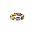 Tresor Collection - Multicolor Stones Smooth Oval Ring In 18k Yellow Gold