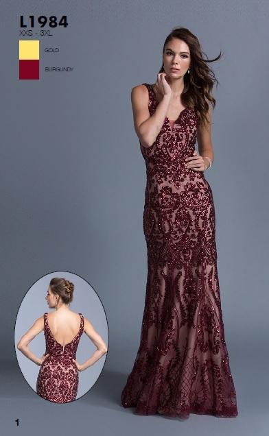 Aspeed - L1984 Beaded V-neck Fitted Prom Dress