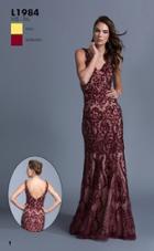 Aspeed - L1984 Beaded V-neck Fitted Prom Dress