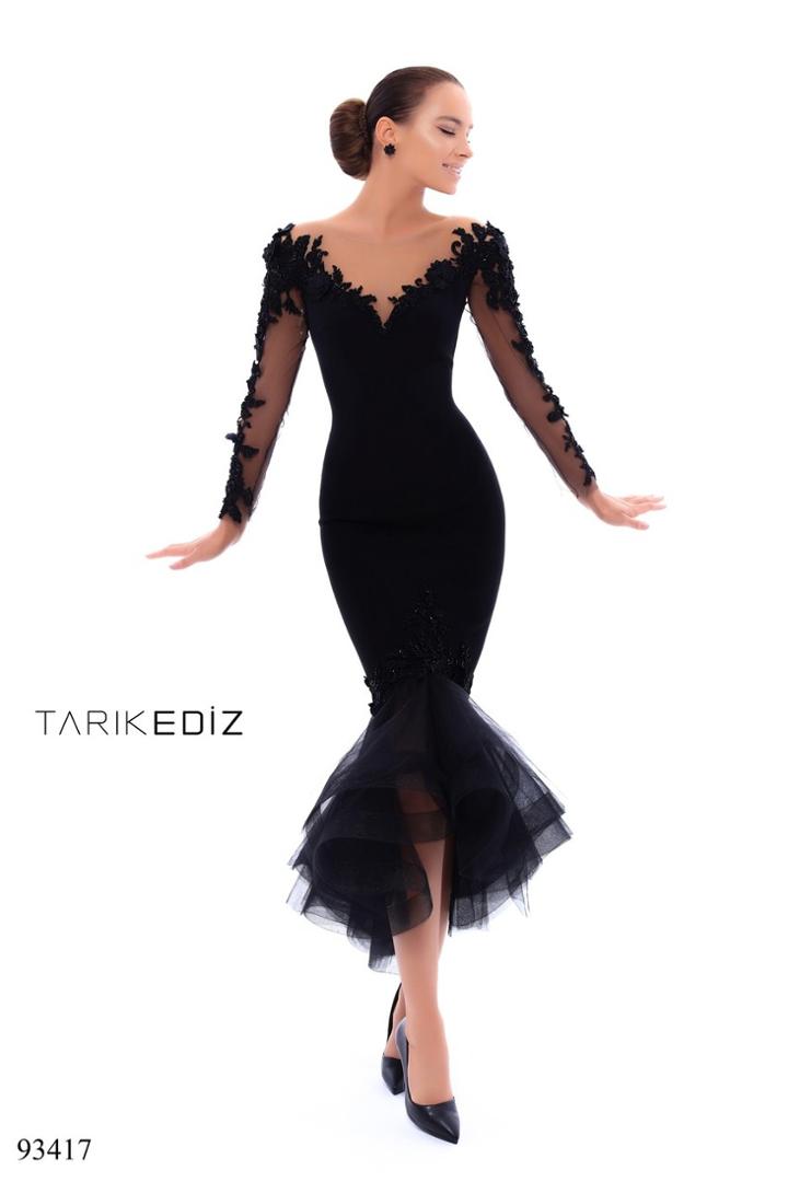 Tarik Ediz - 93417 Floral Embroidered Sheer Fitted Tulle Dress