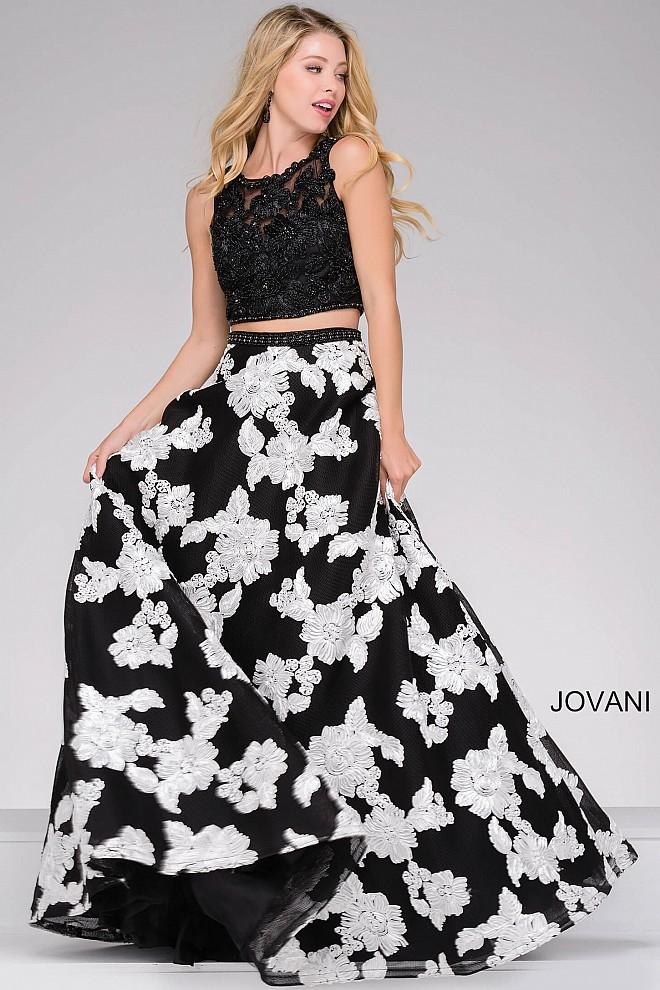Jovani - Embroidered Two-piece A-line Prom Dress 47746