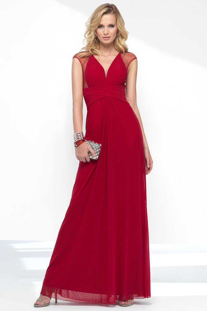 Alyce Paris - 35832 Ruched V-neck Mesh A-line Dress