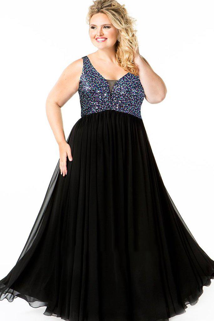 Celebrations By Sydney's Closet - Ce1813 Sequin V-neck A-line Dress