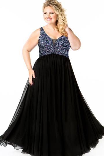 Celebrations By Sydney's Closet - Ce1813 Sequin V-neck A-line Dress