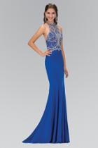 Elizabeth K - Bead Embellished Halter Neck Trumpet Gown Gl1301