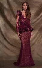 Mnm Couture - 2138 Vine Appliqued Peplum Gown