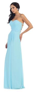 May Queen - Mq1251 Strappy Pleated Evening Dress
