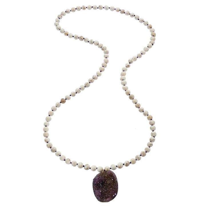 Heather Hawkins - Rockabye Drusy Necklace In White Howlite