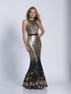 Dave & Johnny - 3175 Gilded Illusion Halter Mermaid Dress
