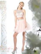 Cinderella Divine - Two-piece Crystal Ornate Illusion A-line Dress