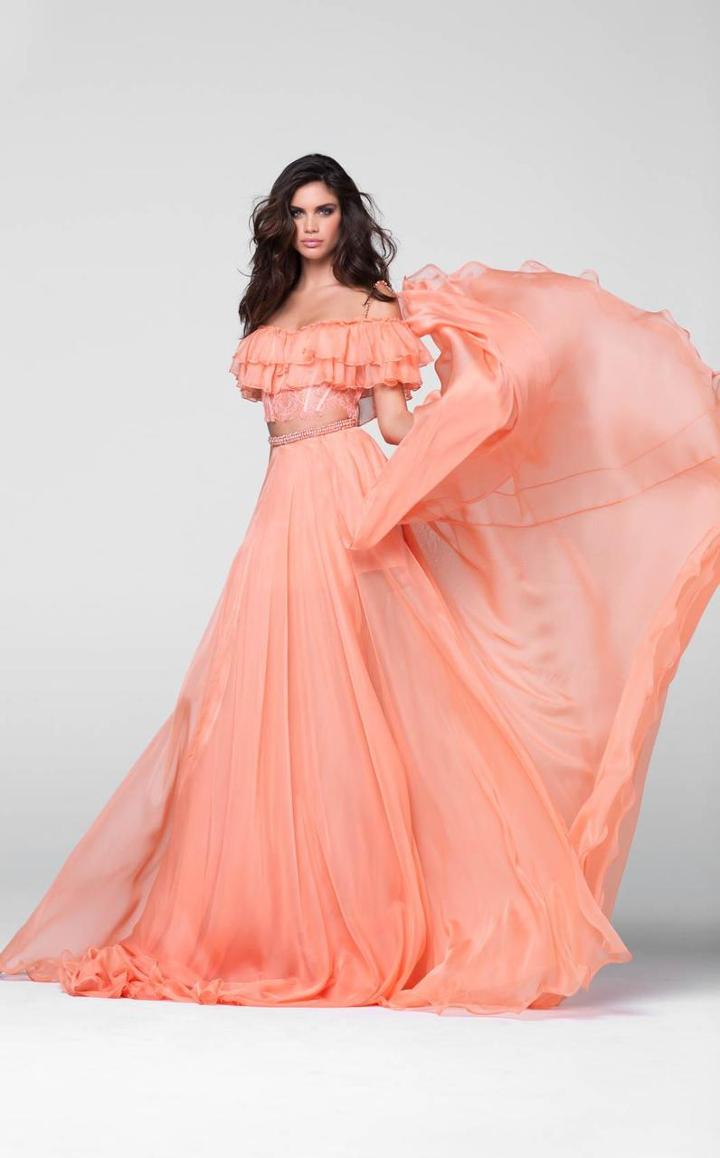 Tarik Ediz - Beaded Off The Shoulder A-line Dress 50064