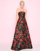 Mac Duggal - 25263l Strapless Rose Print Dress