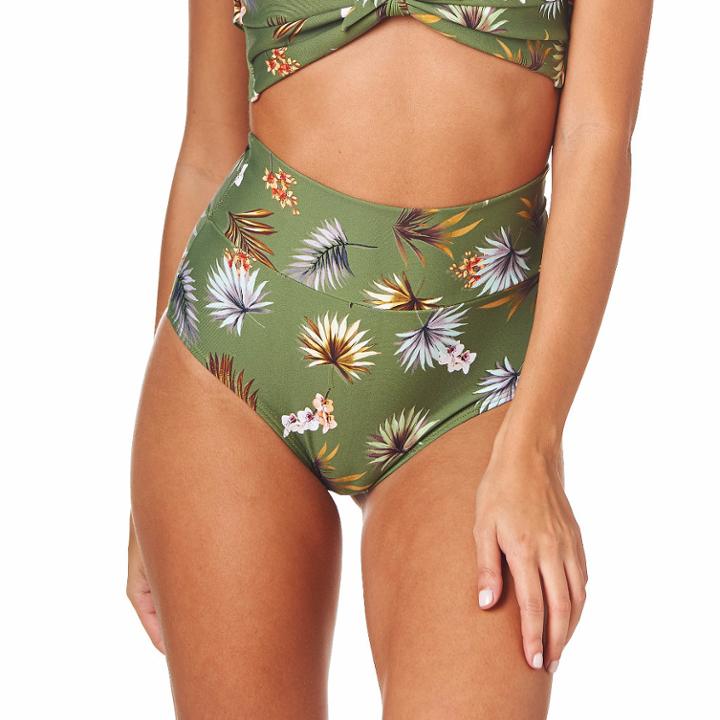 Montce Swim - Plants On Green High Rise Bikini Bottom