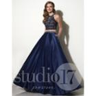 Studio 17 - Two-piece Bead And Lace Embellished Halter Neck Satin Ball Gown 12643