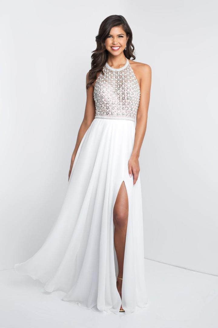 Blush - C1033 Sleeveless Beaded Chiffon A-line Dress