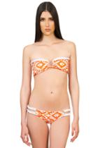 Caffe Swimwear - Print Bandeau/braided Double Strap In Orange