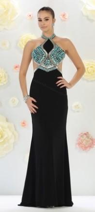 Halter Beaded Low Back Dress