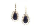Tresor Collection - Blue Sapphire & White Topaz Earrings In 18k Yellow Gold