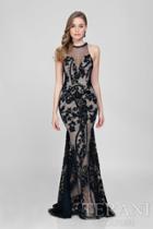 Terani Evening - Sheer Lace Appliqued Trumpet Gown 1711e3160