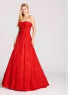 Ellie Wilde - Ew118018 Strapless Scalloped Neck Embellished Lace Gown