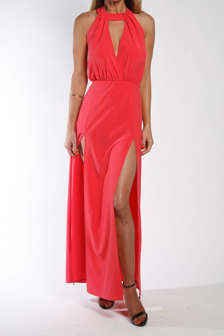 Donna Mizani - Draped Halter Gown In Rose