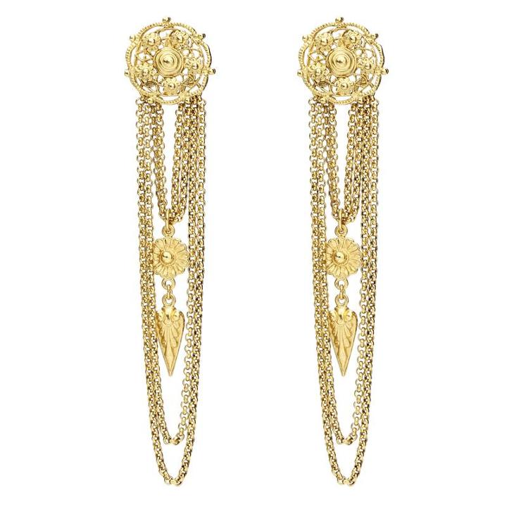 Ben-amun - Helen Of Troy Gold Chain Goddess Post Earrings