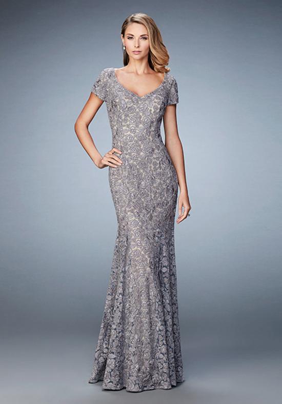 La Femme - 22998 Lace V-neck Sheath Dress