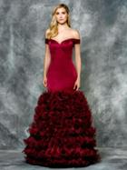 Colors Dress - 1720 Ruffled Off The Shoulder Satin Evening Dress