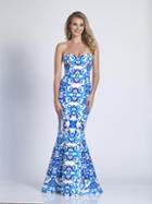 Dave & Johnny - 3457 Printed Sweetheart Mermaid Dress