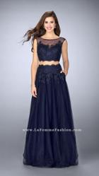 La Femme - Two-piece Delicate Lace Bateau Illusion Long Evening Gown 23666