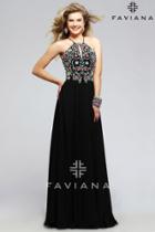 Faviana - S7720 Chiffon Halter Evening Dress With Keyhole And Colorful Beading