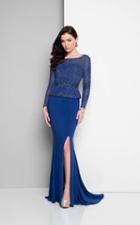 Terani Couture - Encrusted Illusion Bateau Dress 1713m3474w