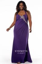 Sydney's Closet - Sc7084 Plus Size Dress In Power Purple