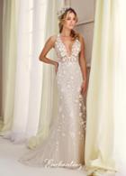 Enchanting By Mon Cheri - 217109 Floral Lace Deep V-neck Wedding Gown